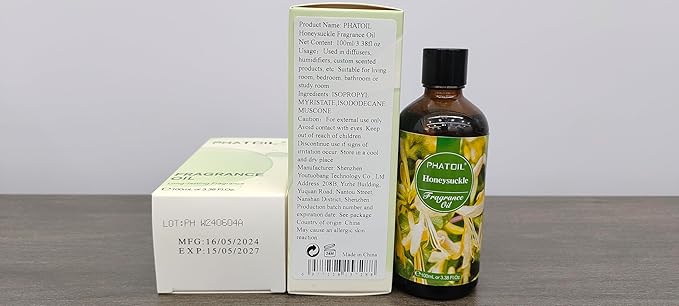 3.38FL.OZ Honeysuckle Fragrance Oils for Aromatherapy, Essential Oils for Diffusers for Home, Perfect for Diffuser, DIY Candle and Soap Making, DIY Scented Products - 100ml