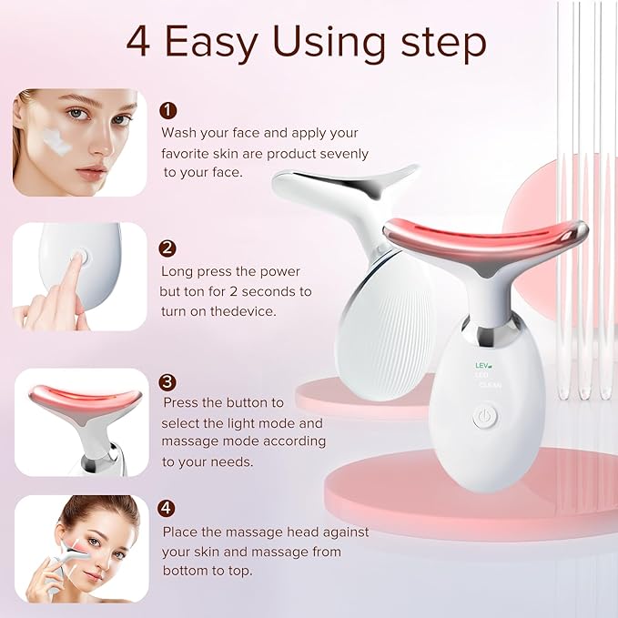Red-Light-Therapy-for-Face and Neck, Facial Massager for Face and Neck, 7 Color Face Neck Massager for Skin Care, at-Home Face Tool for Skin Care
