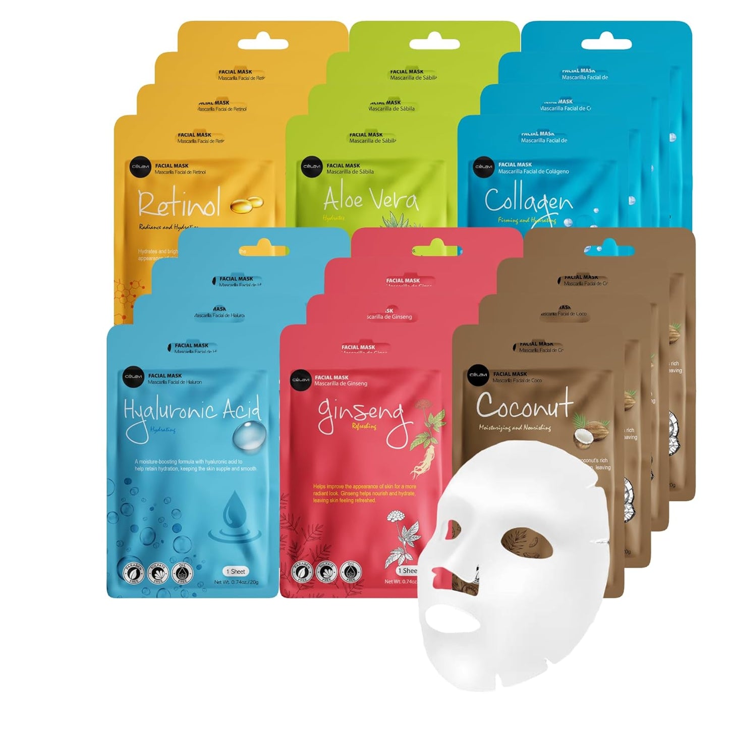 Celavi Essence Facial Face Mask 24 Sheets K-Beauty Skincare Korea Skin Care Moisturizing New D type