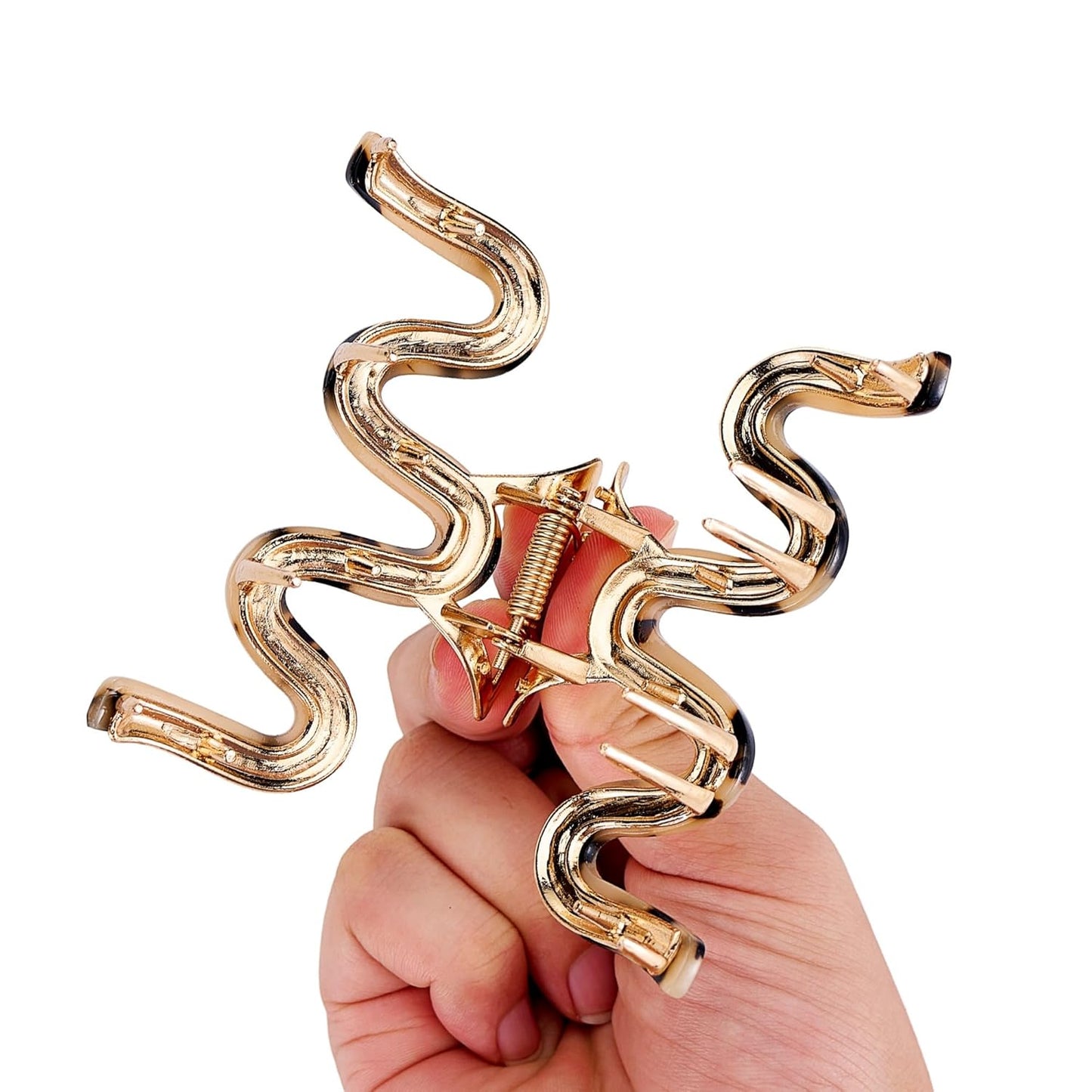 Metal Hair Claws, Leopard Print Hair Clips for Thick Thin Hair Tortoise Shell Cellulose Acetate Non-Slip Hair Catch Barrette Jaw Clamp for Long Hair Fashion Hair Styling Accessories