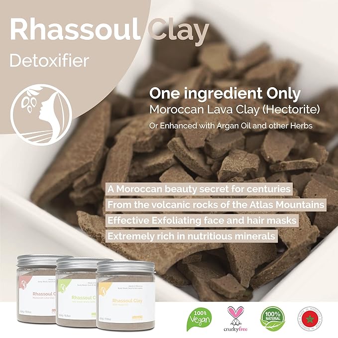 Fatima's Garden Rhassoul Clay with Herbs - Detox Facial Powder, 150g