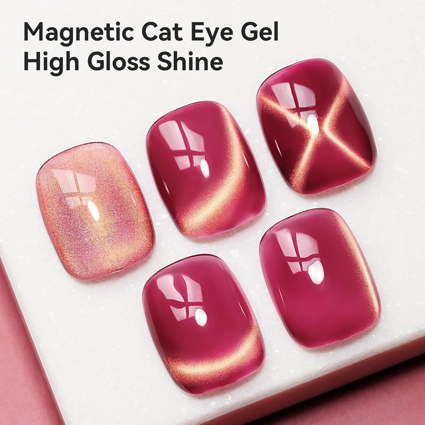 Cat Eye Gel Nail Polish Red Glass Jelly Magnetic Nail Polish Gel Shimmer Glitter Gloss Shine Holographic Wine Color Velvet For Nail Art Manicure DIY At Home 12ml