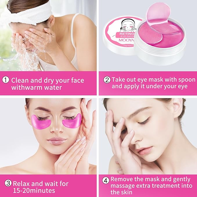 Under Eye Patch for Dark Circles and Puffy Eyes,Under Eye Masks Reduce Smooth Wrinkles and Under-eye Egg,Moisturizing Under Eye Pads For Women,Retinol Eye Mask Patch-60 Pcs