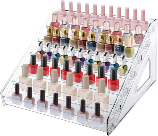 7 Layers Nail Polish Organizer Holder Rack, Clear Display Rack for Cosmetics Sunglasses Essential Oil, Stand Makeups Storage Case Eyeglasses Shelf Lipsticks Holder