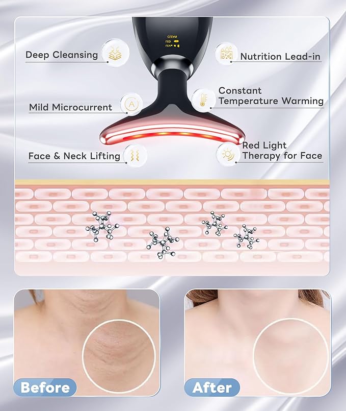 Light Based Multifunctional Facial Massager, 7 Color Portable Face Massager Tool for Skin Care, Glossy Black