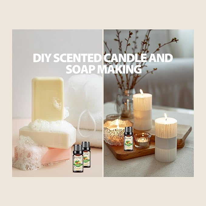 Coconut & Vanilla Fragrance Oils Set, 10 Pcs Aromatherapy Oils Set, for Diffusers, Home Care, DIY Soap Candle Making Scents, Fragrance, Aromatherapy, Humidifiers, for Friend (10ml)