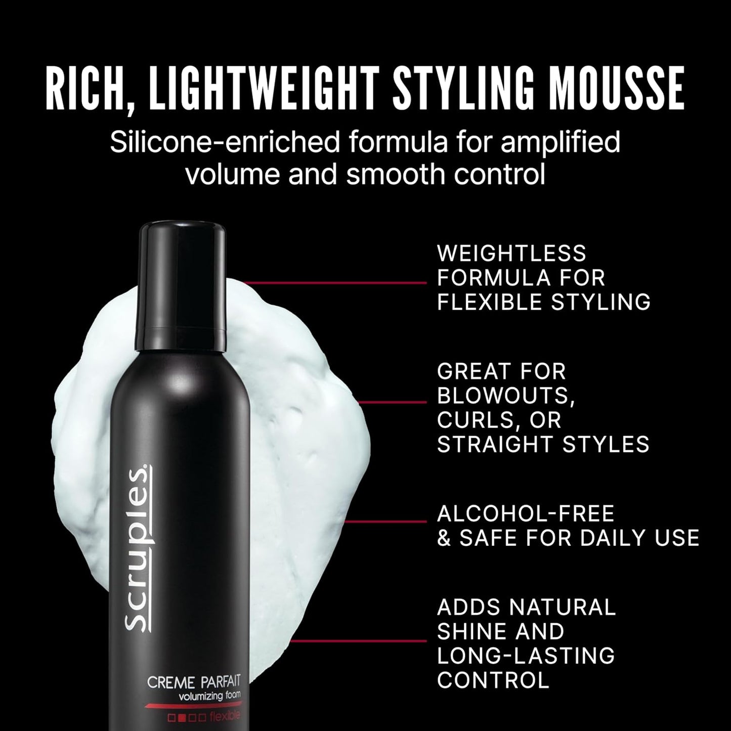 Scruples Creme Parfait Volumizing Foam - Rich & Weightless Styling Foam for Ultimate Smoothing Control, Hydration & Frizz-Free Hold - Alcohol-Free Hair Mousse for All Hair Types, 8.5 oz (Pack of 2)