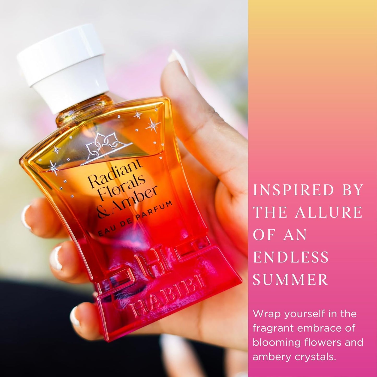 H HABIBI Radiant Florals & Amber Musk Arabian Perfume for Women – 2.5 oz (75ML) Long Lasting Women's Fragrance, Soft Floral Scent with Violet, Rose & Jasmine Notes