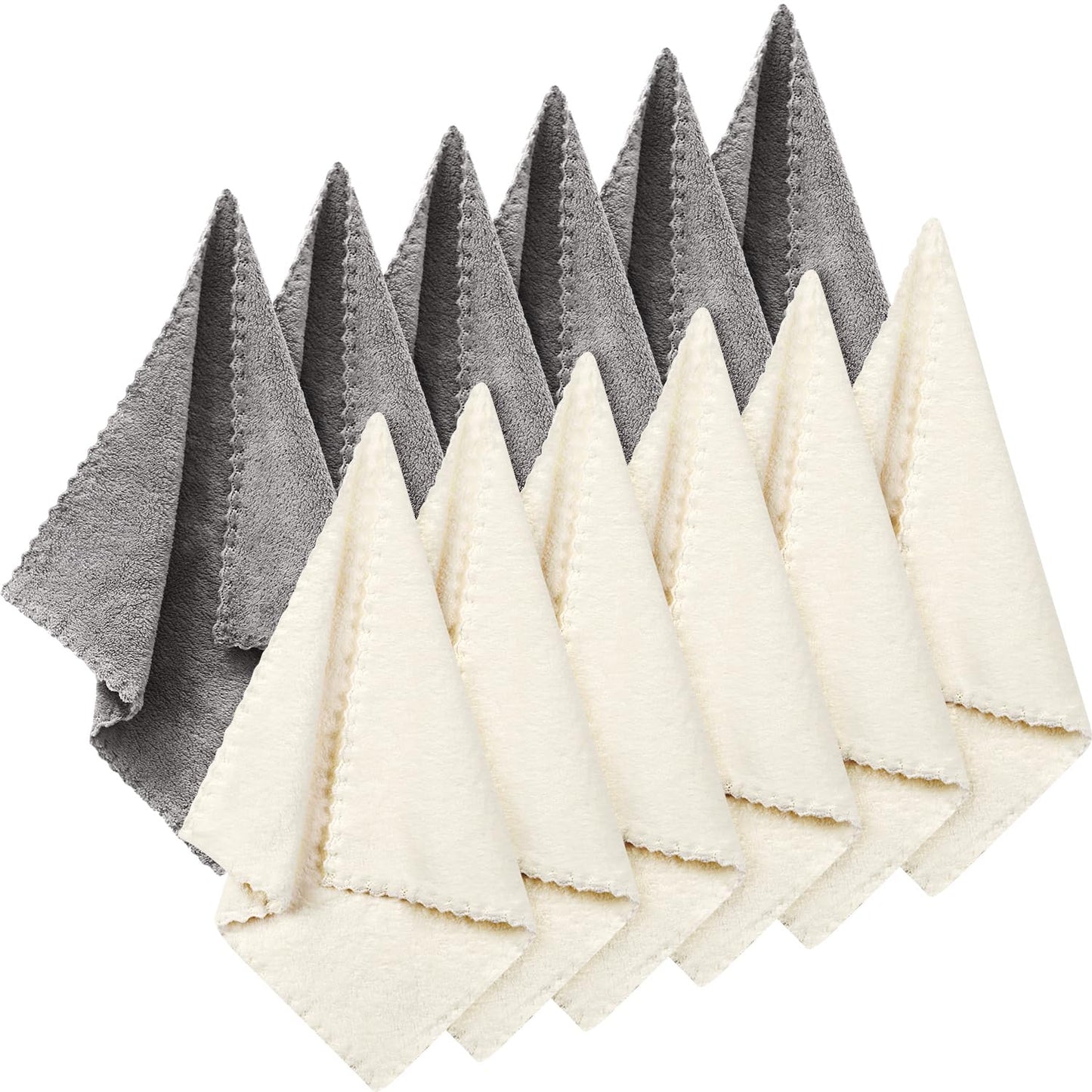 Syhood 12 Pieces Face Wash Cloth 12 x 12 in Makeup Remover Cloths Towel Coral Velvet Facial Microfiber Soft Fast Drying Facial Cleansing Towel for Face(Beige, Gray)