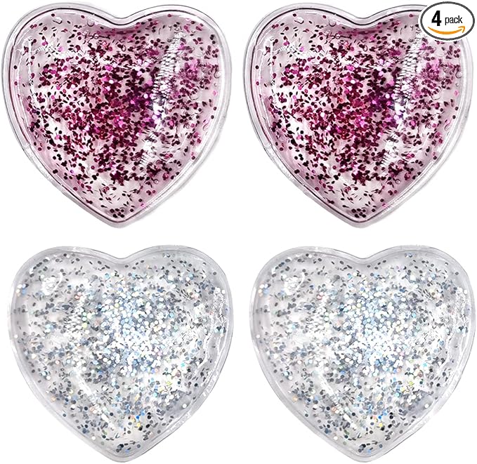 Reusable Gel Eye Ice Pack, Eye Cold Pads, Hot ＆ Cold Treatment for Eye Strain, Eye Swelling, Eye Redness, Puffy Eyes, Dark Circles, Smooth Fine Lines, and Eye Recover Surgery (2 Hearts ＆ 4PCS)