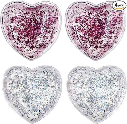 Reusable Gel Eye Ice Pack, Eye Cold Pads, Hot ＆ Cold Treatment for Eye Strain, Eye Swelling, Eye Redness, Puffy Eyes, Dark Circles, Smooth Fine Lines, and Eye Recover Surgery (2 Hearts ＆ 4PCS)