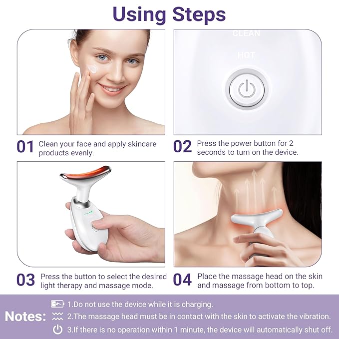 Neck Face Massager, Face Sculpting Tool, 3 Modes and Vibration for Facial Massager for Double - Chin Wrinkle,Daily Home Use