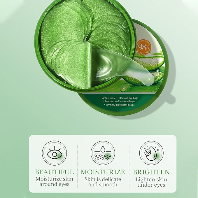 Under Eye Patches for Dark Circles, Puffiness and Eye Bags, Aloe Vera Eye Mask,Wrinkle Treatment Anti-Aging Rejuvenating Moisturizing Skin Care 60PCS Collagen Eye Gel Pads Anti-Wrinkle Eye Patches