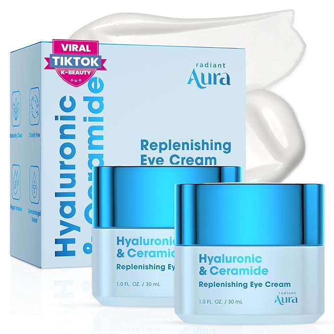 Eye Cream - Anti-Aging Cream with Hyaluronic Acid & Ceramides - Hydrating Formula for Dark Circles, Puffiness & Fine Lines - Korean Skincare - 1.67 oz - Pack of 2