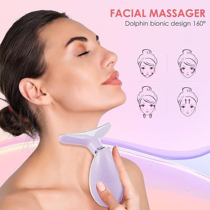 Facial Massager Red-Light-Therapy-for-Face and Neck, Face 𝖲 culpting Wand with 7 Color, Face Tool for Skin Care (Purple)