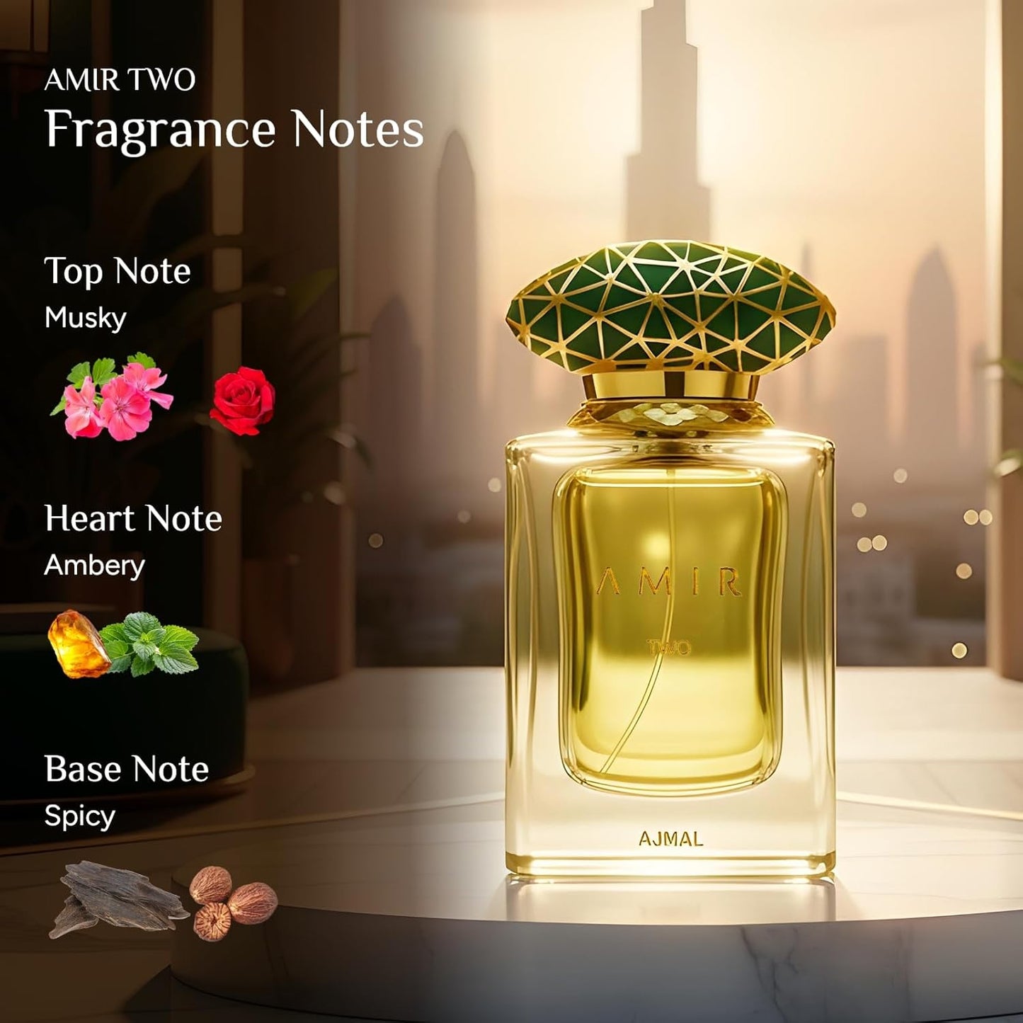 Ajmal Amir Two Eau de Parfum 1.7 Fl Oz | Luxury Long-Lasting Unisex Perfume | Oriental Ambery, Spicy & Musky Fragrance | Premium Dubai Perfume for Men & Women