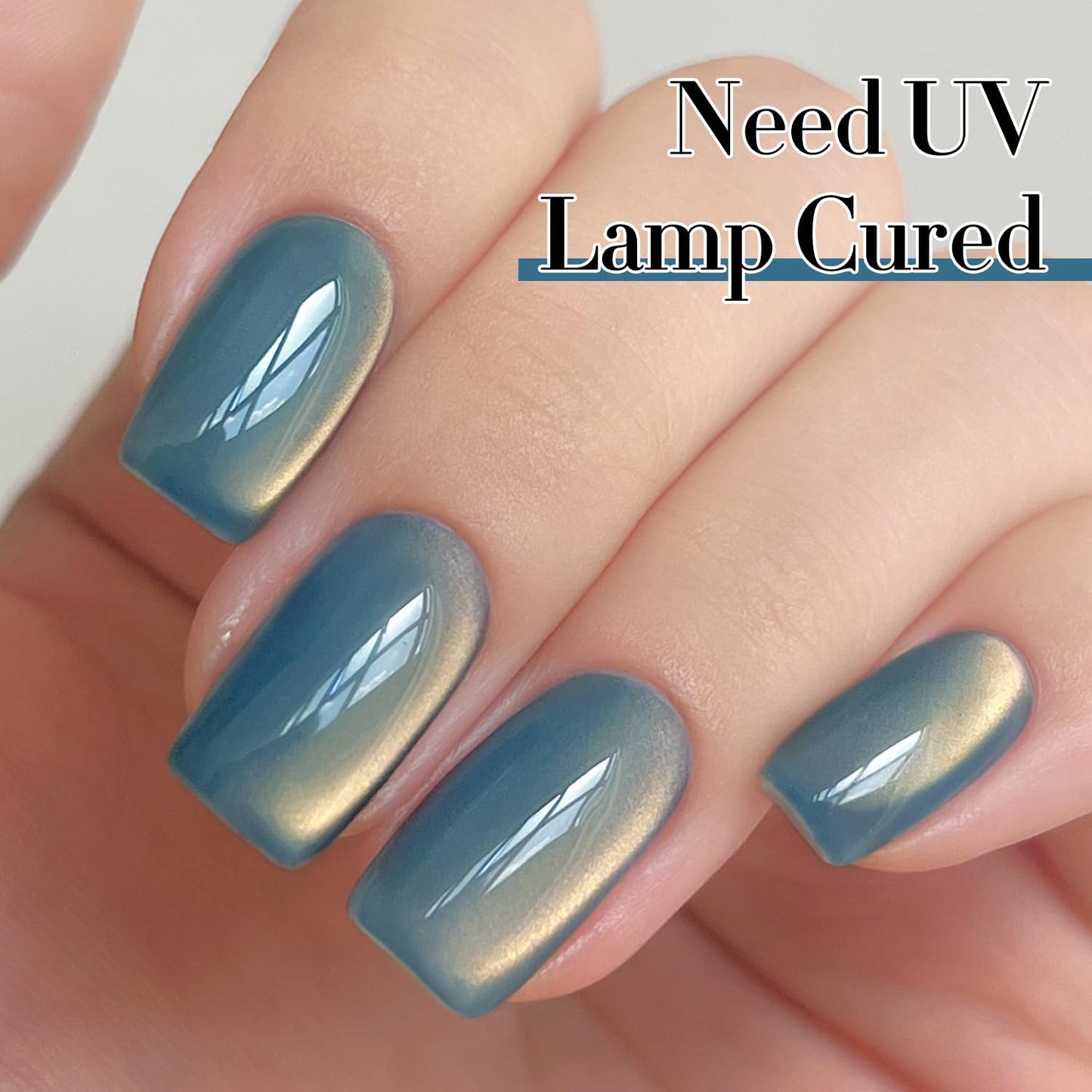 Double Rhythm 15ML Ice Glass Cat Eye Gel Polish with Magnet Holographic Glitter Shimmer Translucent Sheer Color Salon Soak Off Magnetic Nail at Home (SKy Teal-MC1132)