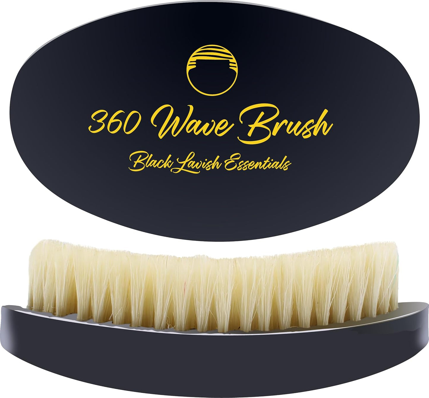 360 Wave Brush, Build Deeper Waves, Soft & Hard Boar Bristle Curved Brushes (Soft Brush, Black)