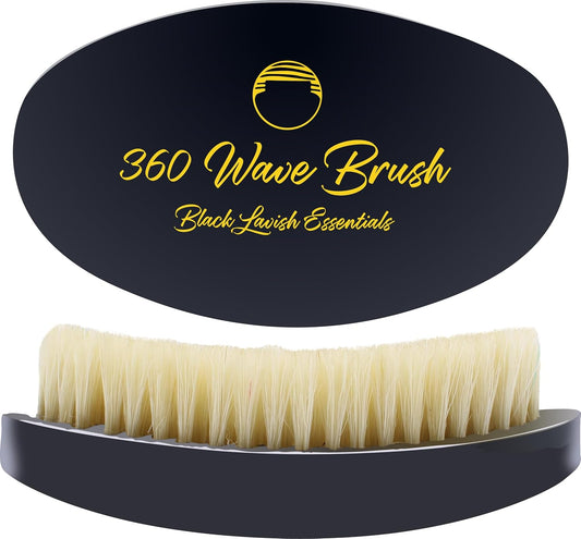360 Wave Brush, Build Deeper Waves, Soft & Hard Boar Bristle Curved Brushes (Soft Brush, Black)