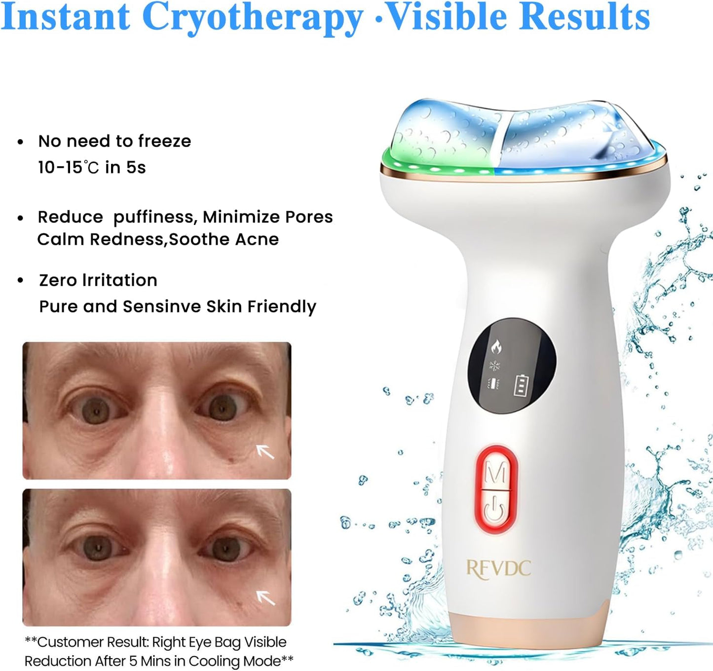 Cold Heat Facial Massager Red Light Therapy for Face Neck Eye Lifting Firming Depuffing,7-in-1 LED Facial Sculptor Skin Care,Cooling Electric gua sha Lift Device Reduce Forehead Frown Smile Line