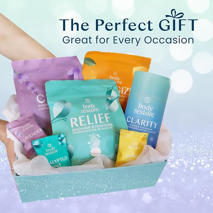 Body Restore Shower Steamers Aromatherapy 6 Pack - Mothers Day Gifts for Mom, Grandma, Birthday Gift for Dad, Daughter, Best Friend, Travel Essentials, Stress Relief, Self Care - Variety