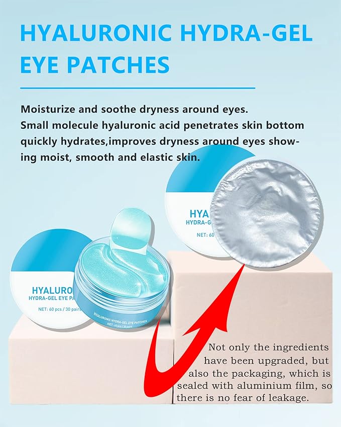 Under Eye Patches (60Pcs) - Upgraded Eye Mask Hyaluronic Acid & Collagen,Eye Treatment Mask,Under Eye Bag Treatment,Eye Mask for Puffy Eyes,Under eye Dark Circles,Women's Mother's Day Gift for Women