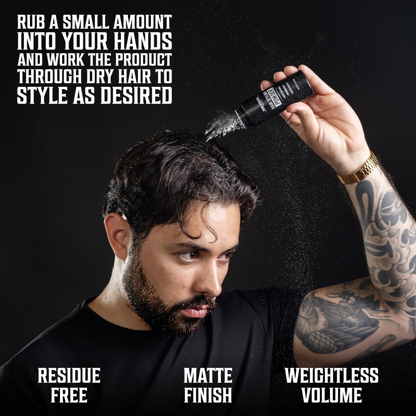 Viking Revolution Sea Salt Spray for Hair Men (8fl oz), Matte Sandalwood Hair Clay (2 oz) and Hair Styling Powder for Men (1oz) - Men Hair Styling Kit - The Ultimate Trio for Texture, Volume, and Hold