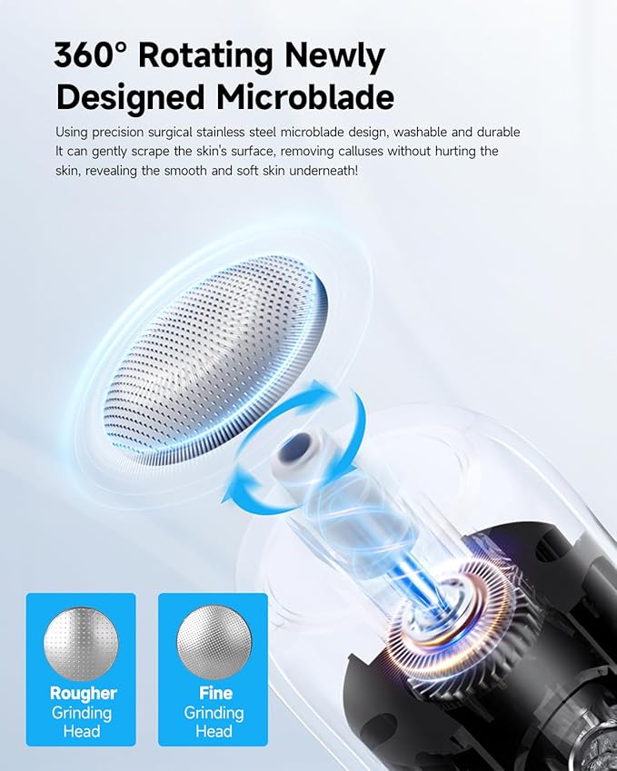 Electric Foot Callus Removers Rechargeable,Portable Electronic Foot Filer, Electric Callus Remover Kit,Professional Pedi Feet Care Perfect for Dead,Hard Cracked Dry Skin Ideal Gift(2 Grinding Heads)
