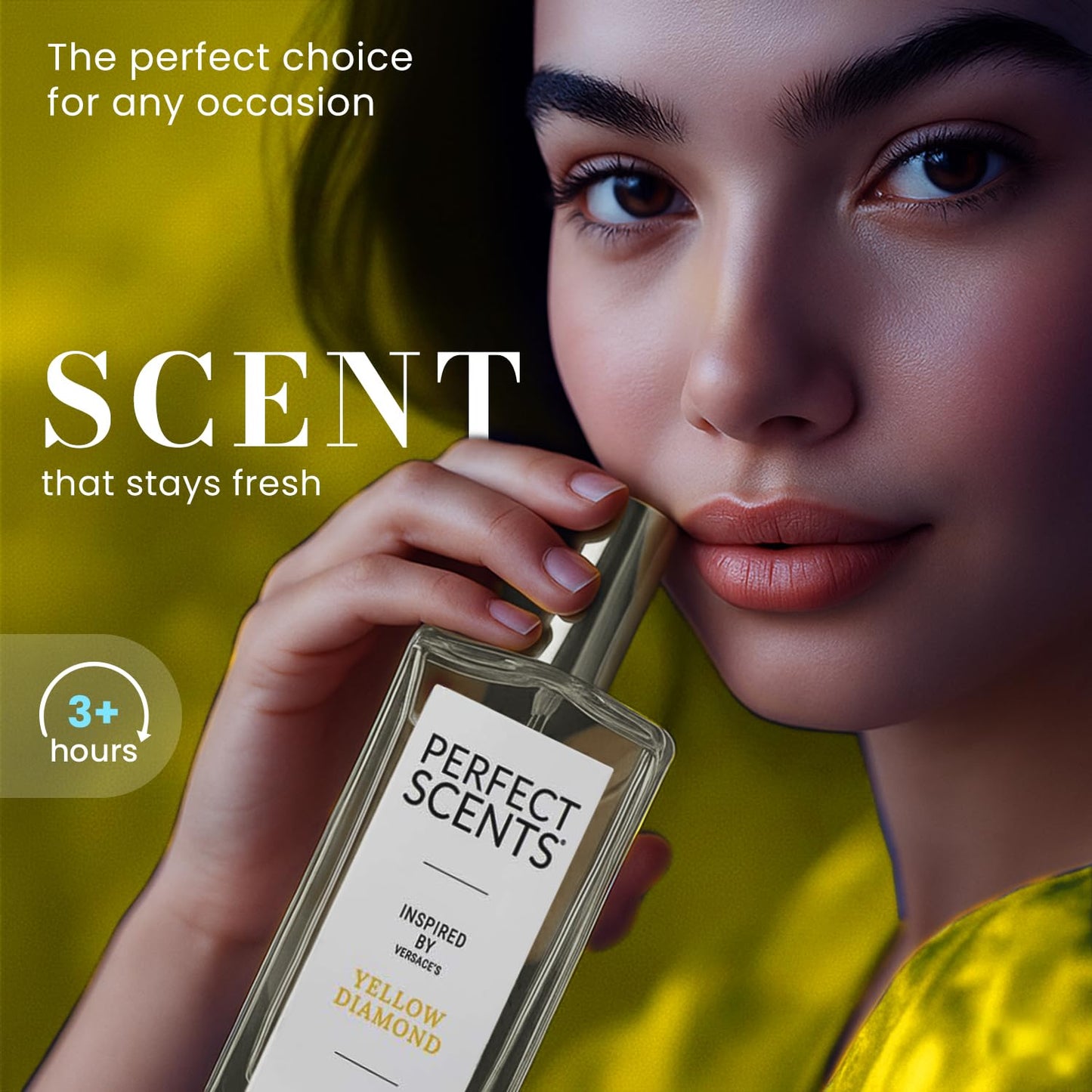 Perfect Scents Fragrances, Inspired by Versace’s Yellow Diamond, Women’s Eau de Toilette, CLEAN, Vegan, Paraben-Free, Phthalate-Free, Never Tested on Animals, 3.4 Fluid Ounces