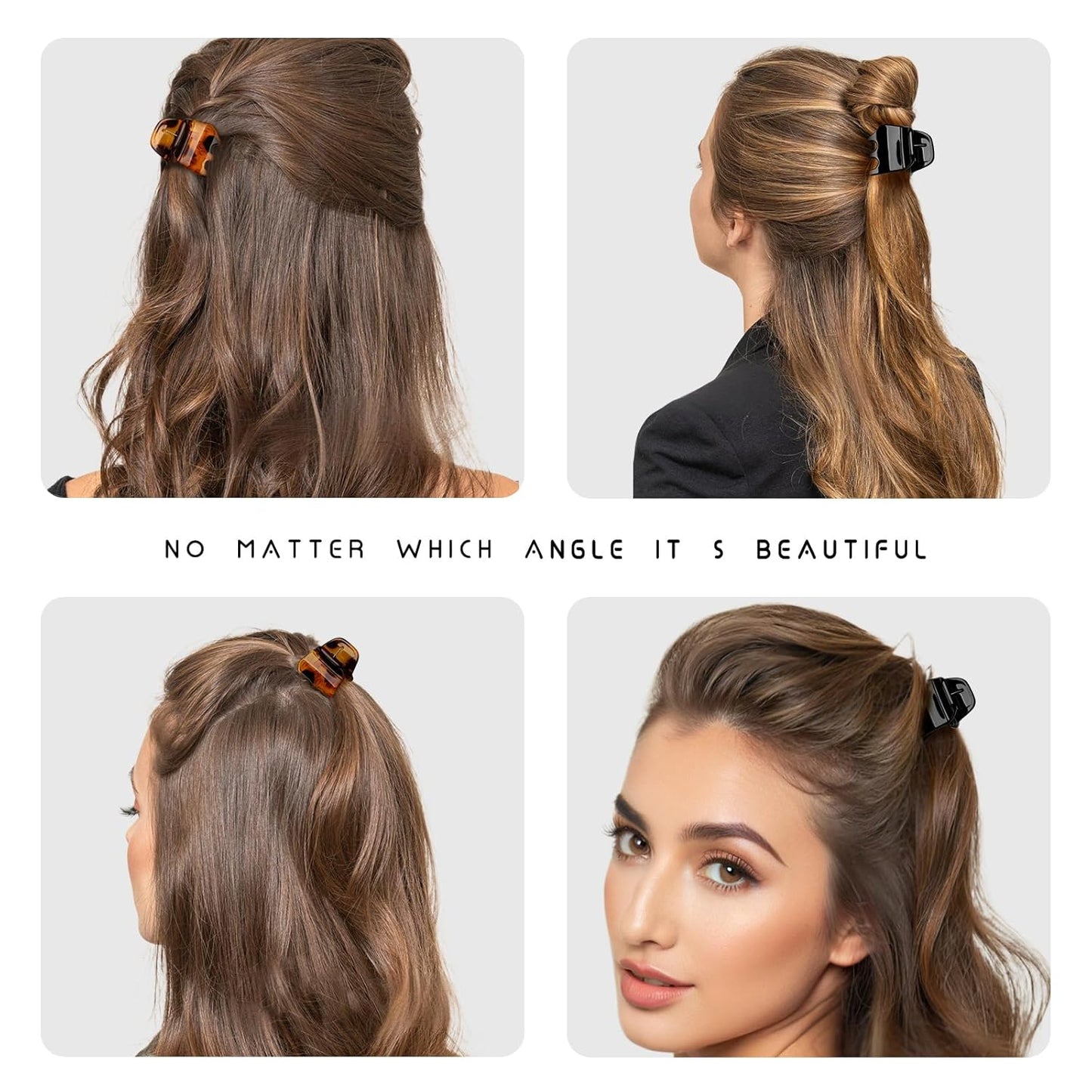 6-Piece Hair Claw Clips-1.3 Inch Jaw Clips That Won't Let YourThick or Medium Hair Escape, Nonslip Wonders for Women and Girls' Hair Accessories Black and Amber