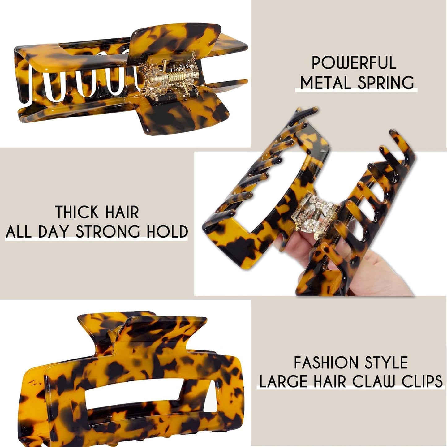 Large Claw Clips 4.1 IN Tortoise Acrylic Stylish Hair Accessories for Thick and Thin Hair 2pc Set Cute Clips for Women Teen Girls (light yellow+Tortoise)