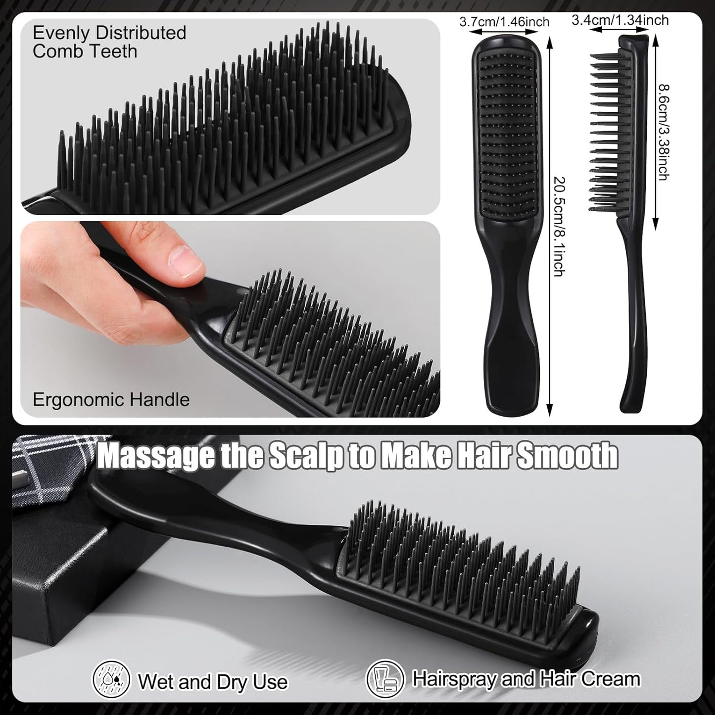 7Pcs Hair Brush Set for Men and Women-Styling Brush Detangling and Smoothing Combs for All Hair Type