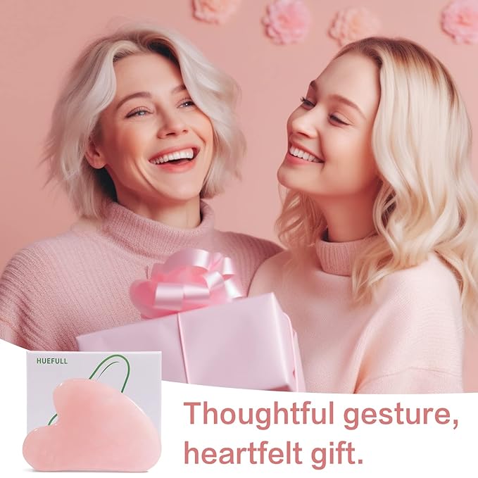 huefull Gua Sha Facial Tools for Face and Body –Spa Gifts for Women, Natural Rose Quartz Guasha Tool for Face, Relieving Tension,Self Care Gift for Women & Men
