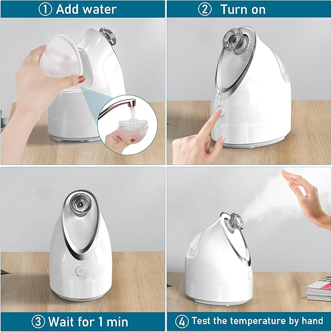NewWay Nano Ionic Facial Steamer, Adjustable Nozzle Angle Aromatherapy Warm Mist Humidifier for Face Spa Sinuses Moisturizing, Homeuse or Salon