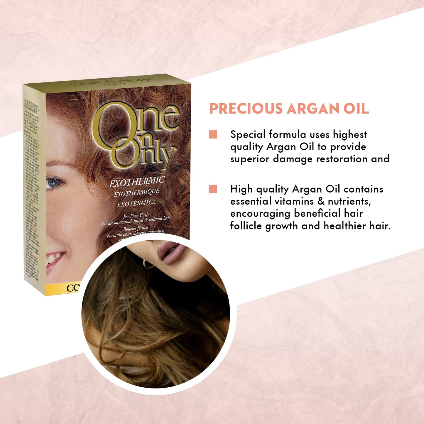 One 'N Only Exothermic Perm with Argan Oil for Firm Curls, Self-Heating Formula for Client Comfort, Ensures Shine and Manageability, Eliminates Perm Odor
