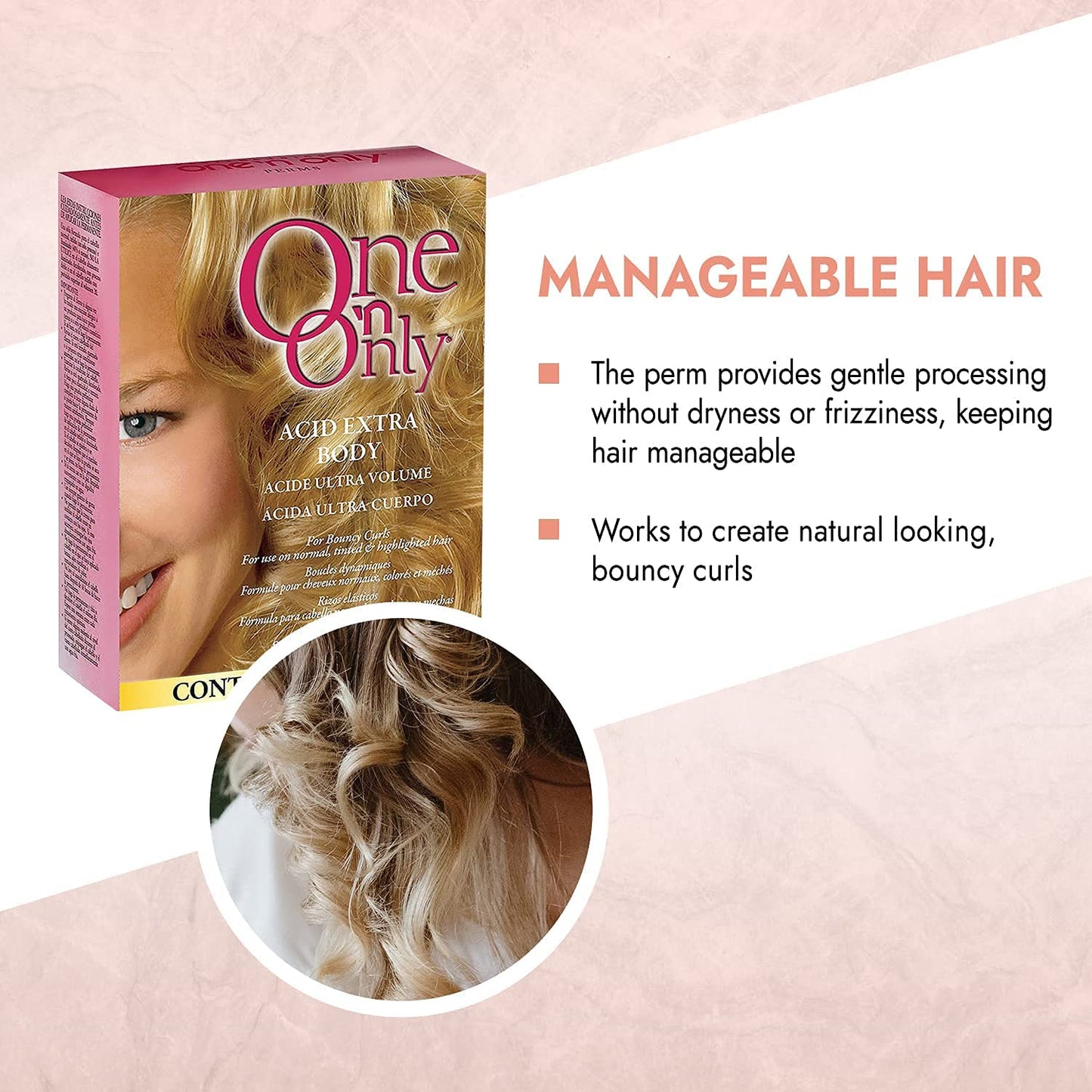 One 'N OnlyAcid Extra Body Perm with Argan Oil for Bouncy Curls, Leaves Hair Manageable, Firm and Even Curls, Great for Normal, Tinted, and Frosted Hair, Processing Without Dryness or Frizziness