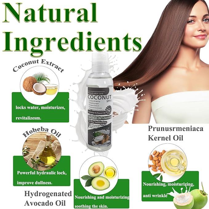 Elitzia Coconut Oil Hair Spa Skin Care Massage Oil Conditoner Liquid Skin Nourish Moisturier Makeup Remover Fix Flyaways Versatile Base Oil Face Body Pure Natural 3.99fl.oz