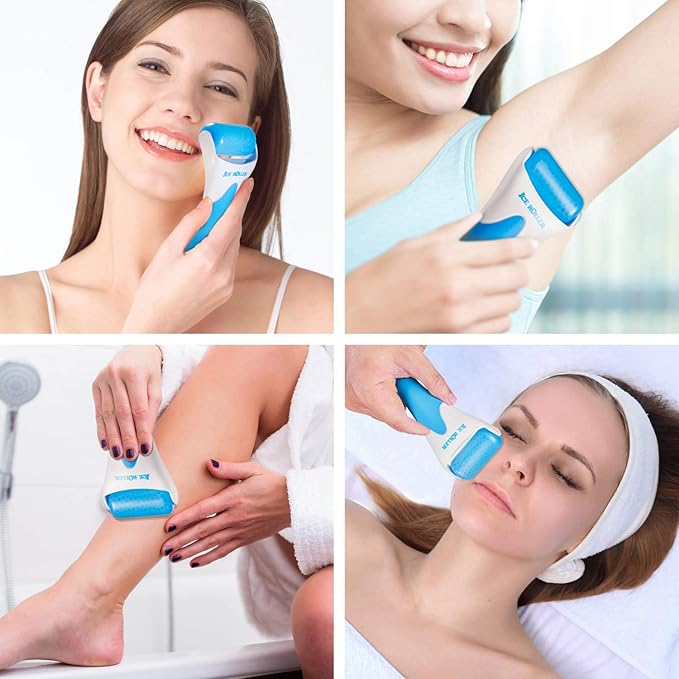 3-in-1 Natural Stone Jade Roller and Gua Sha Set for Face and Eye Ice Roller Facial Cooling Massage Roller