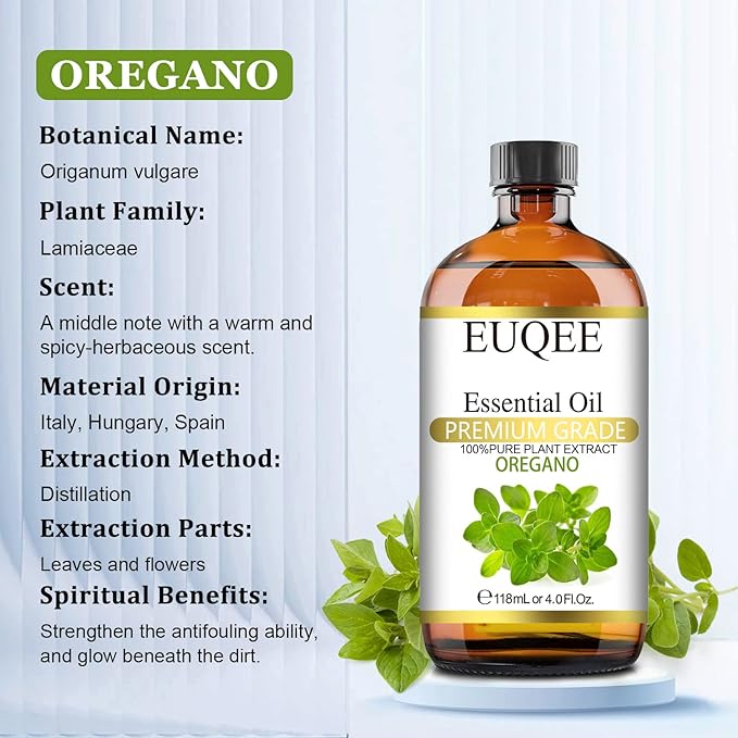 Oregano Essential Oil 4oz / 118ML Large Capacity Oregano Oil Pure Aromatherapy Essential Oils with Glass Dropper for Candle Soap Making, Diffusers