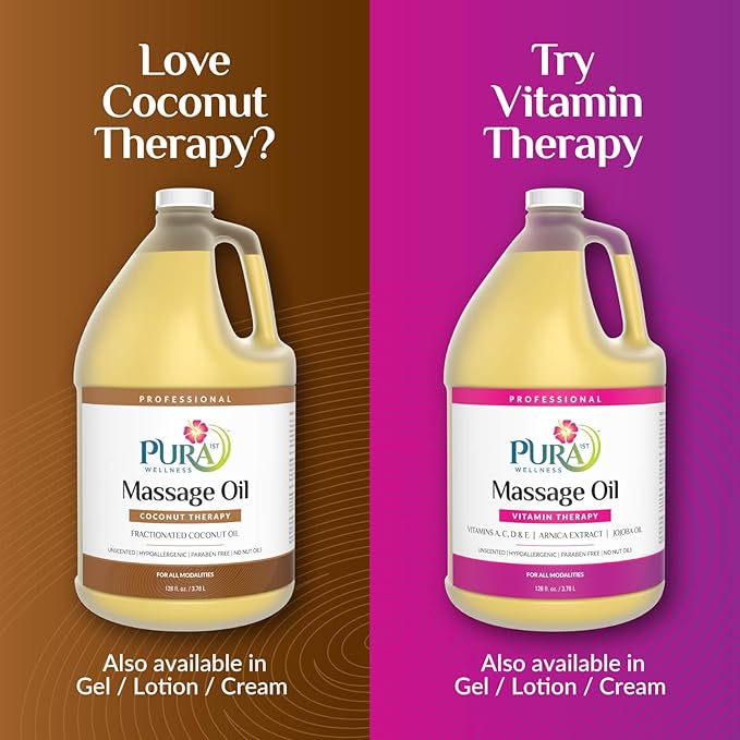 Coconut Therapy Massage Oil, Coconut Massage, Physical Therapy Coconut Oil, Professional Deep Tissue Therapy, Pura Wellness Massage OIl, Unscented Oil for Physical Therapy and Recovery, 128oz
