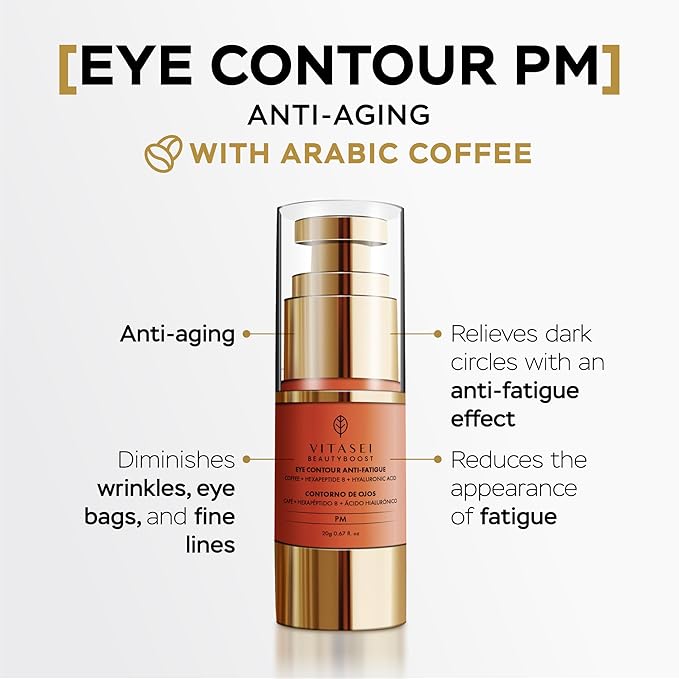 AM/PM Anti-Aging Kit Eye Contour Duo, Deep Hydration Eye Contour Cream with Cotton Stem Cells & Hyaluronic Acid (AM), Eye Contour Anti-Fatigue with Arabic Coffee for Under Eye Lines Protection(PM)