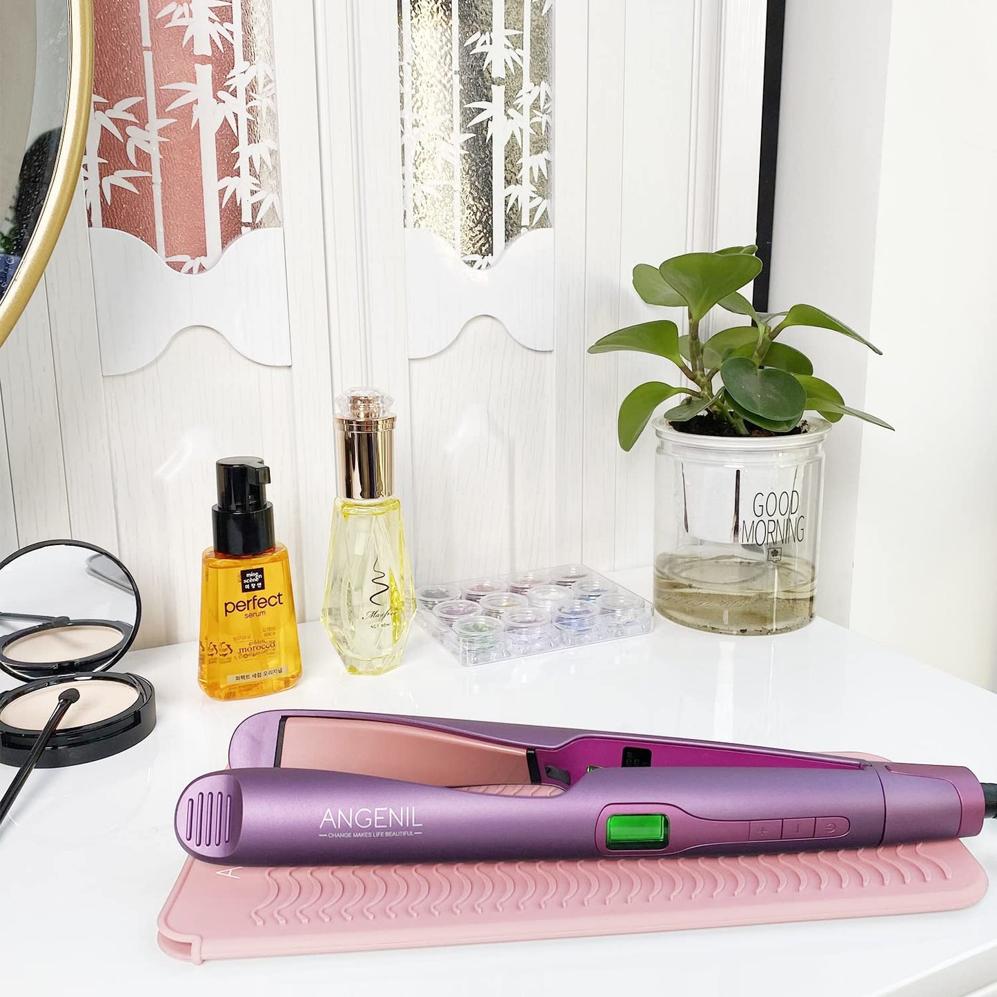 ANGENIL Heat Resistant Silicone Flat Iron Mat Pouch, For Travel Dual Voltage Curling Iron Wand, Hair Straightener, Automatic Wireless Curlers, Crimper Hair Iron, Styling Tools, Curling Brush For Women