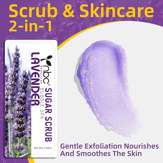Foot Exfoliating Scrub, Sugar Scrub, Dead Skin Remover for Feet, Individually Packaged Foot Scrub Smooths, Hydrates, Detoxifies Tired and Dry Cracked Feet 16 Packs per Box, Lavender