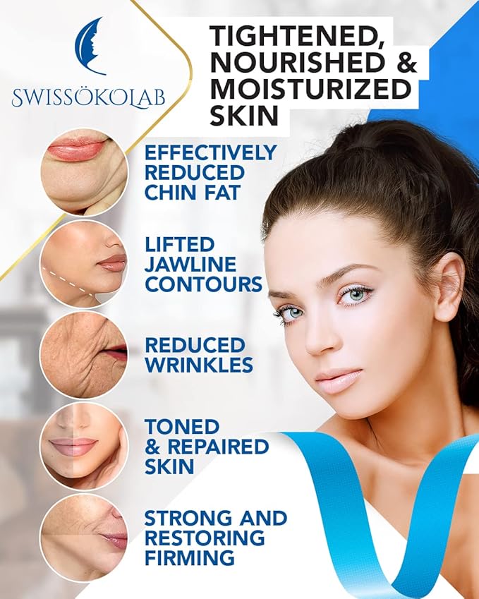 SWISSÖKOLAB Double Chin Reducer V Line Lifting Mask + Under Eye Patches For Puffy Eyes 24k Gold Eye Mask For Dark Circles