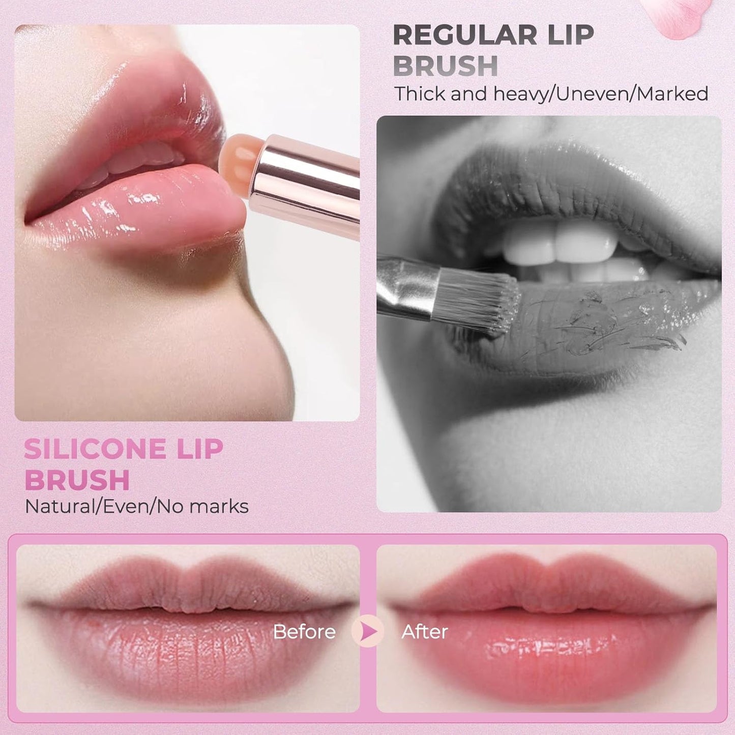 Unaone Silicone Lip Brush - Retractable Lip Brush for Lipstick, Soft Silicone Makeup Applicator for Lipstick Lip Gloss Balm Concealer (1 PCS)