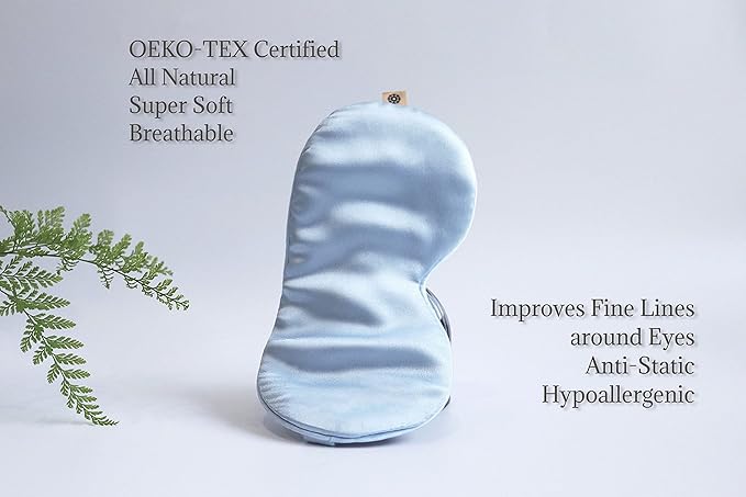 Premium 25 Momme Mulberry Silk Eye Mask for Sleeping (Frosty Blue)