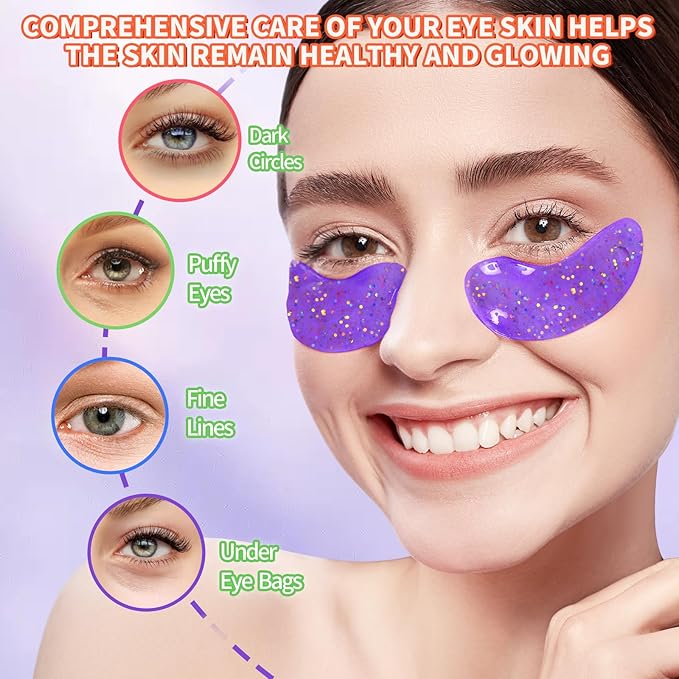 Multi-Colored Collagen Spa Under Eye Mask, 20 Pairs - Under Eye Patches for Puffy Eyes&Dark Circle Dry Skin, Reduce Fine Lines, Improve Dark Circles and Eye Bags