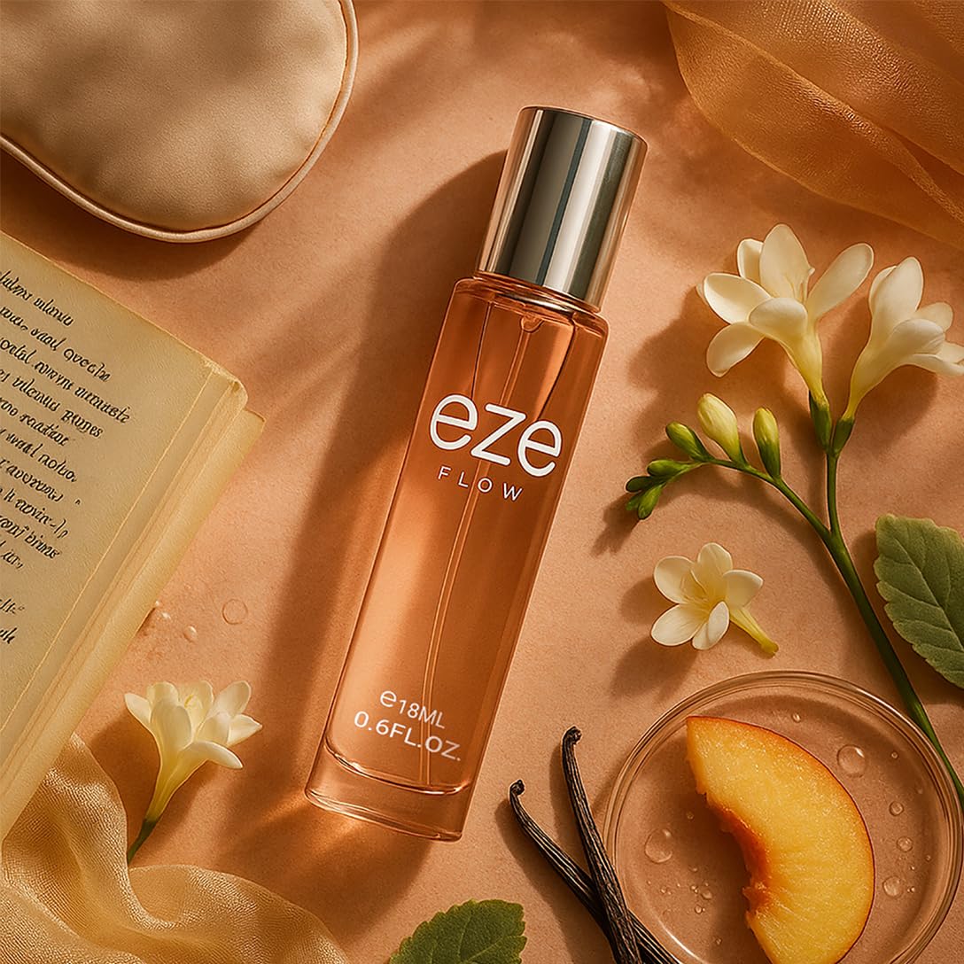 Eze FLOW Eau de Parfum for Women 18ML | Long-Lasting Luxury Perfume | Elegant Peach, Freesia & Rose | Warm Sandalwood, Musk & Vanilla Base | Premium Floral & Woody Fragrance | Captivating Scent | EDP