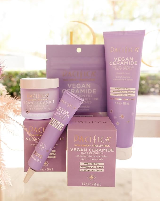 Pacifica Face Cream - Vegan Ceramide Barrier Cream w/Niacinamide & Shea Butter - Hydrating Daily Face Moisturizer Fragrance Free for Sensitive Skin, Vegan, Clean Beauty Allergy & Dermatologist Tested