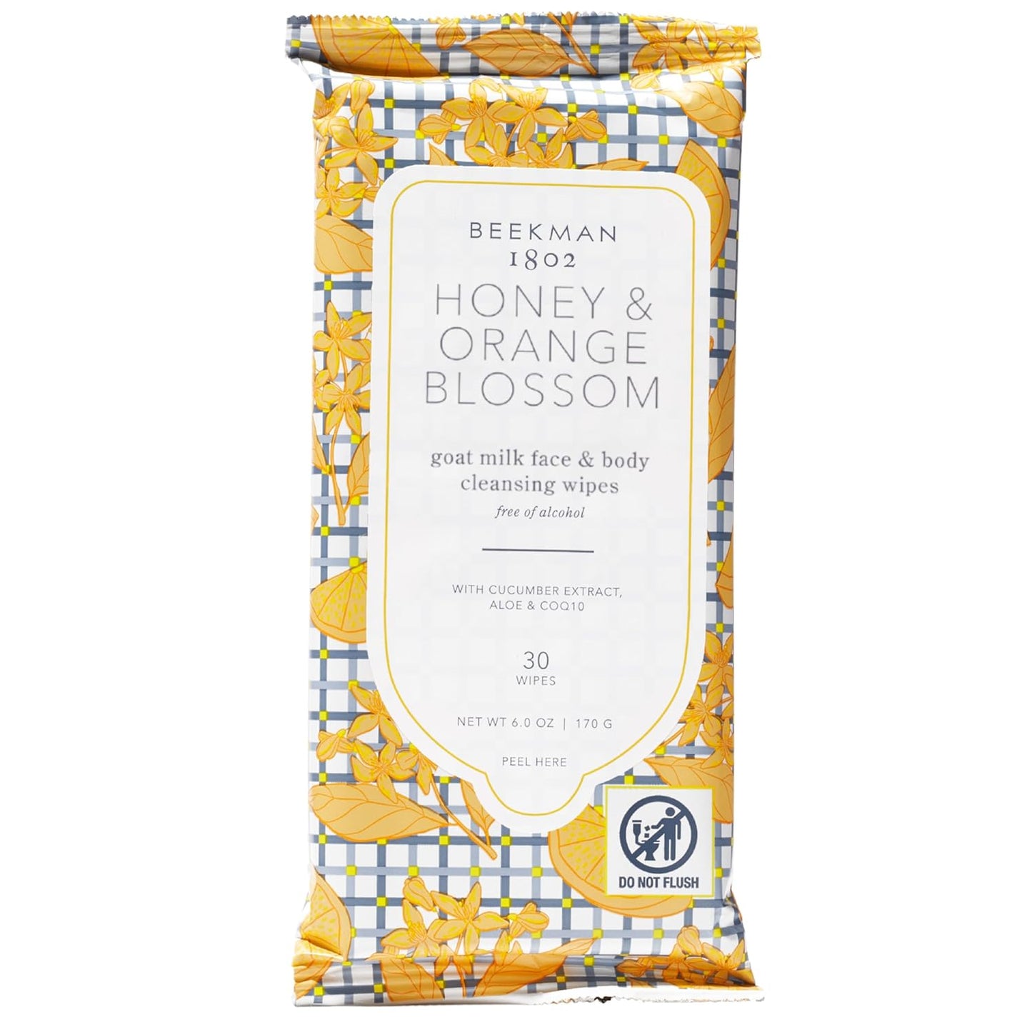 Beekman 1802 Face & Body Wipes, Honey & Orange Blossom - Scented - 30 Count - Cleanses - With Goat Milk, Aloe & Vitamin E - Alcohol Free, Biodegradable - Good for Sensitive Skin - Cruelty Free